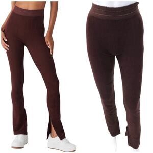 Alo Yoga Seamless Luxe Terry Cuddle Split Bottom Legging Brown (Cherry Cola)